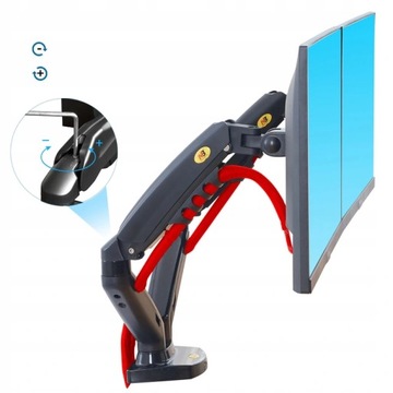 НАСТОЛЬНЫЙ ДЕРЖАТЕЛЬ ГАЗОВАЯ ПРУЖИНА ДЛЯ 2 МОНИТОРОВ 17–27 ДЮЙМОВ + ПОДСТАВКА ДЛЯ НОУТБУКА 10–17 ДЮЙМОВ