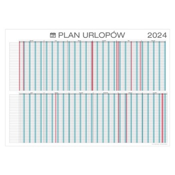 Suchościeralny Planer Urlopów A0 119x84cm kalendzrz 2024 z mocowaniem