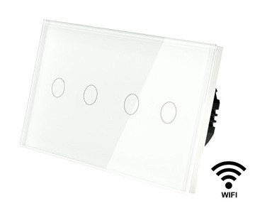 WŁĄCZNIK POCZWÓRNY WIFI (2+2) TUYA SMART DOTYKOWY SZKLANY BIAŁY