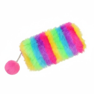 Чохол на інструменти для письма Rainbow Furry Велика місткість Кольорові м'які