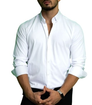 РУБАШКА МУЖСКАЯ ЭЛЕГАНТНАЯ КЛАССИЧЕСКАЯ, БЕЛАЯ - L