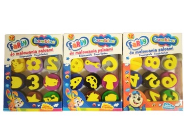 BAMBINO КРАСКИ ДЛЯ пальчиковой росписи 12 шт. ШТАМПЫ