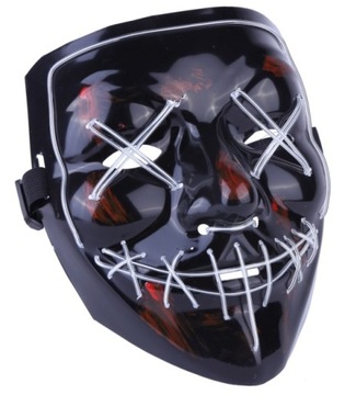 PODŚWIETLANA MASKA NA HALLOWEEN LED IMPREZA ŚWIECI
