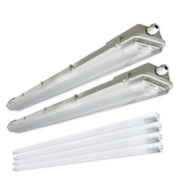 2x Oprawa hermetyczna 120cm Lampa LED natynkowa + 4x świetlówka LED