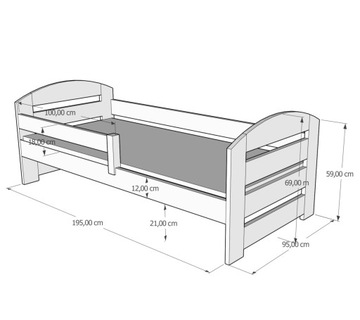 Кровать Ками ПЛЮС Односпальная 190x90 Молодёжная