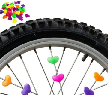 РАЗНОЦВЕТНЫЕ БУСИНЫ С ВЕЛОСИПЕДНЫМИ СПИЦАМИ - ВЕЛОСИПЕДНОЕ КОЛЕСО - СЕРДЕЧКИ 30 ШТ.
