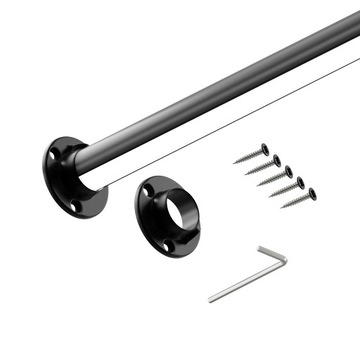 Czarny Drążek LED ubraniowy fi25 200 cm do szafy
