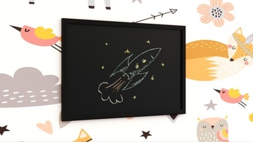 Доска меловая черная 60х40 см, деревянная рама, ЧЕРНЫЙ ЭКО