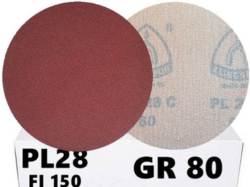 PAPIER ŚCIERNY KRĄŻKI NA RZEP PL28 150 P80 50szt
