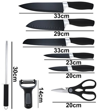 NOŻE KUCHENNE ZESTAW KOMPLET NOŻY W BLOKU STOJAK 15 EL. OBIERACZKA NOŻYCZKI