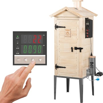 Wędzarnia Elektryczna Cyfrowa Drewniana TERMOOBIEG Zrębki Generator Dymu