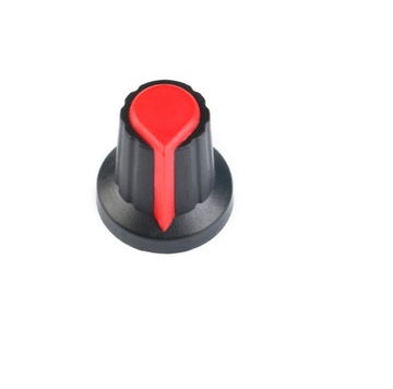Gałka oś 6 mm na wcisk stożek z łezką CZERWONA
