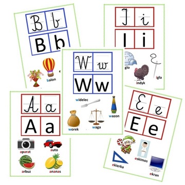 Alfabet litery plansze edukacyjne 13x19 cm