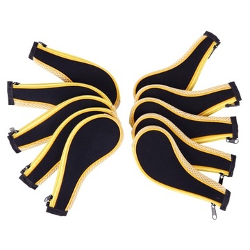 10 szt. Zestaw żelaznych nakryć głowy do golfa Pokrowiec na główkę klubu golfowego w kolorze żółtym i czarnym