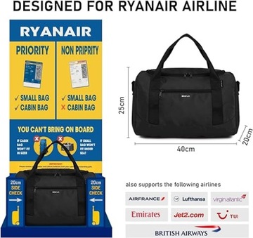 TORBA NA RAMIĘ KABINOWA Ryanair WIZZ PODRĘCZNA PODRÓŻNA Ecohub 40x20x25 20L