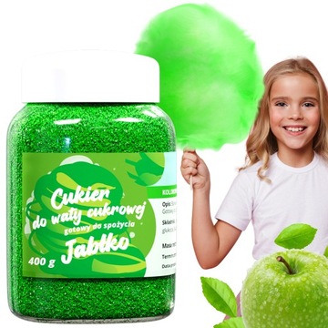 Kolorowy CUKIER DO WATY CUKROWEJ 400g ZIELONY JABŁ