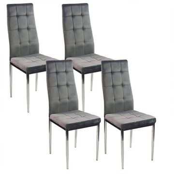 4 krzesła MONAKO VELVET szare tapicerowane welur