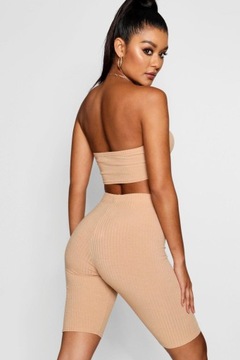 Boohoo jerseyowy komplet spodenki + top bandeau 40