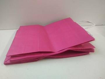 Torba torebka papierowa z uchwytem kraft 250x110x320 różowa 10szt.