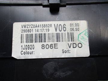 GOLF 4 IV 98-03 1.9 TDI PŘÍSTROJOVÁ DESKA INDIKÁTOR 1J0920806E