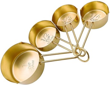 Золотые кухонные мерные чашки, набор из 4 предметов, набор золотой кухонной утвари.