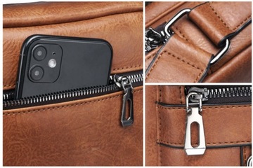 LISTONOSZKA MĘSKA TORBA NA RAMIĘ SKÓRZANA BRĄZOWA SASZETKA