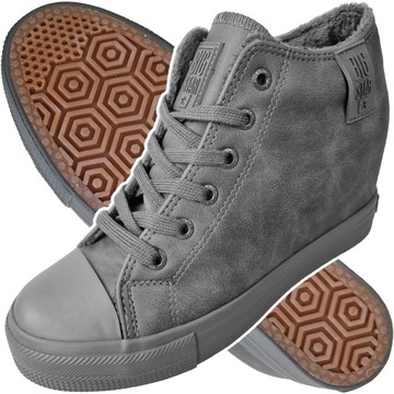 trampki damskie buty BIG STAR sneakersy szare na koturnie MM274005 38