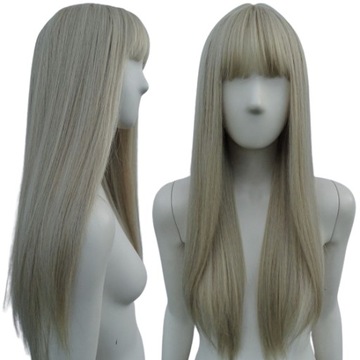 Peruka Z PROSTĄ GRZYWKĄ platynowy chłodny blond odcienie blondu prosta
