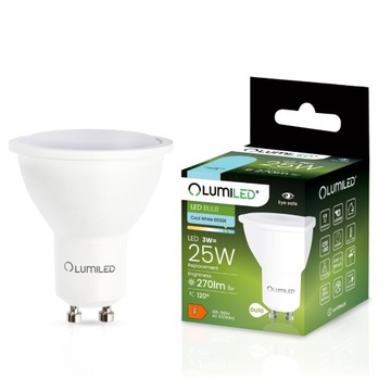 Żarówka LED GU10 3W = 25W 270lm 6500K Zimna 120° LUMILED