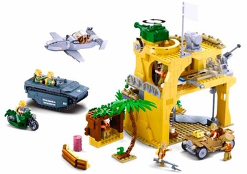 Кирпичи Макет БИТВА ЗА ИВО ДЖИМА АРМИЯ 9 ФИГУРОК + ТАНК + БАРЖА + 2 ОРУЖИЯ LEGO