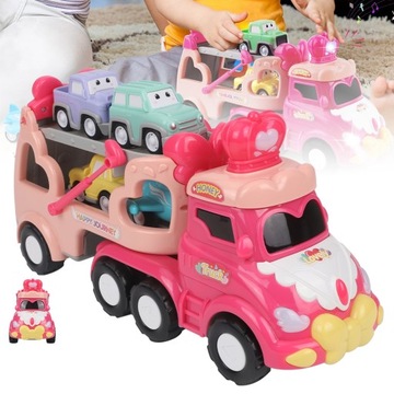 ZABAWKI 5W1 DLA DZIEWCZYNEK 1-3 LETNICH CIĘŻARÓWKA Z TRANSPORTEREM ZABAWKI