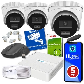 Zestaw do monitoringu na 3 kamery IP PoE AI ZEWNĘTRZNE IPCAM-T4-30DL HiLook