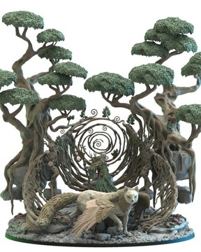 Saori Ancient Druid with Nekokuro Diorama -Druk 3D