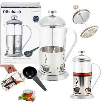 SZKLANY ZAPARZACZ DO HERBATY KAWY FRENCH PRESS 350 ml KAMILLE