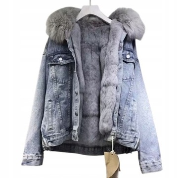 WOMEN'S WINTER DENIM JACKET WITH FUR INSULATED