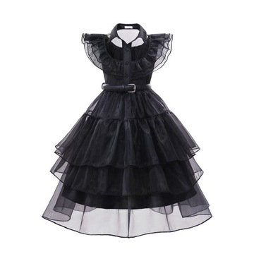 Костюм платье костюма в среду Аддамс Косплей карнавал карнавал 158