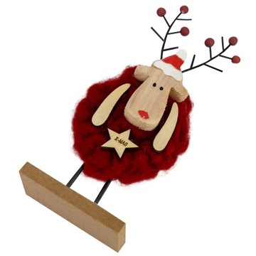 ДЕРЕВЯННАЯ РОЖДЕСТВЕНСКАЯ ФИГУРКА ОЛЕНЯ ОРНАМЕНТ УКРАШЕНИЕ РОЖДЕСТВЕНСКИЕ РОЖКИ