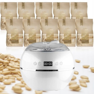 Zestaw DEPILACJA 10x wosk 1kg WHITE + PODGRZEWACZ