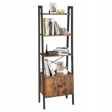 Regał drabinkowy z szafką 56 x 34 x 173 4 poziomy na książki LOFT