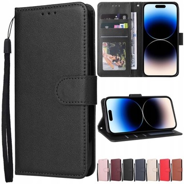 Luksusowe skórzane etui z klapką do iPhone'a 14 Pro