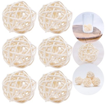 6x KULE RATANOWE 5 CM DO STROIKÓW RATTANOWE NATURALNE KULE DEKORACYJNE