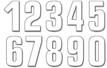 BLACKBIRD NUMERY STARTOWE 21CM X 11CM PROSTE, KOLOR BIAŁY NR4 (3S