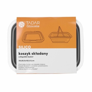 PIKNIKOWY KOSZYK na zakupy uniwersalny KOSZYK SKŁADANY 38 cm Silico