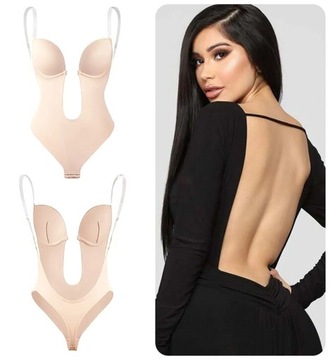 BODY MODELUJĄCE RAMIĄCZKA DO SUKNI BIUSTONOSZ MAJTKI BEZ PLECÓW BEŻ S