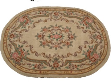 Wełniany dywan Aubusson 200x300 kremowy owal