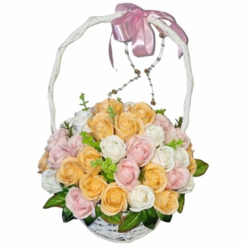 КРАСИВЫЙ большой букет-корзина мыльные розы 50 шт мыльные цветы ПОДАРОК