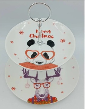 Porcelanowa patera na owoce przystawki lub ciasteczka motyw świąteczny