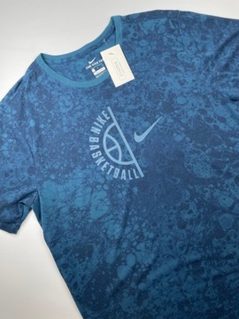 T-shirt niebieski granatowy w cętki the nike tee dri-fit NIKE r. L