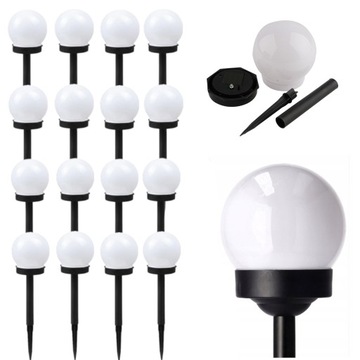 LAMPKI SOLARNE OGRODOWE DO TRAWNIKA 16SZT LED 34CM