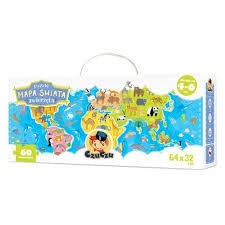 CzuCzu Puzzle Mapa świata Zwierzęta 60 elementów /DEFEKT OPAKOWANIA/